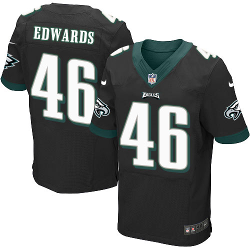 Men's Elite Herman Edwards Nike Jersey Black Alternate - #46 NFL Philadelphia Eagles